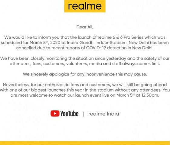 realme cancelado evento